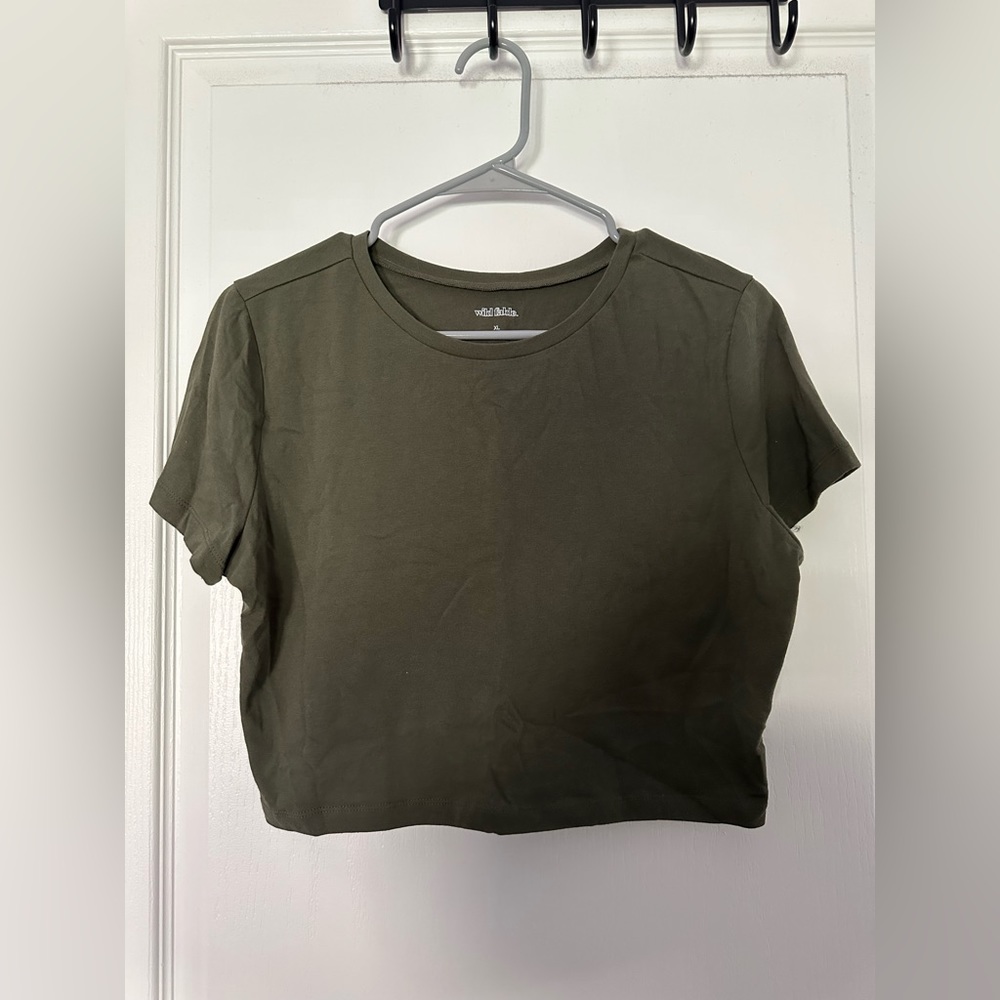 Green wild fable crop top